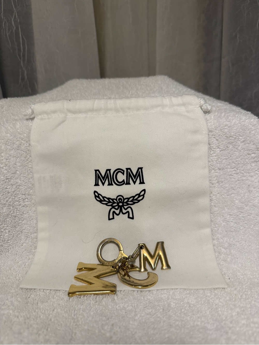 MCM Gold Logo Letters Bag Charm or Keychain